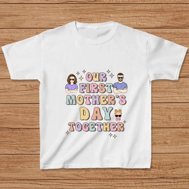Personalized Family Baby Onesie/Kid T-Shirt/T-Shirt - Up to 3 Children - Gift Idea for Family/Mother's Day - Our First Mother's Day Together