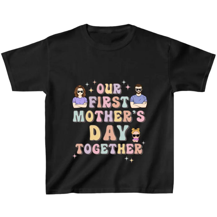 Custom Personalized Family Baby Onesie/Kid T-Shirt/T-Shirt - Upto 3 Children - Gift Idea for Family/Mother's Day - Our First Mother's Day Together