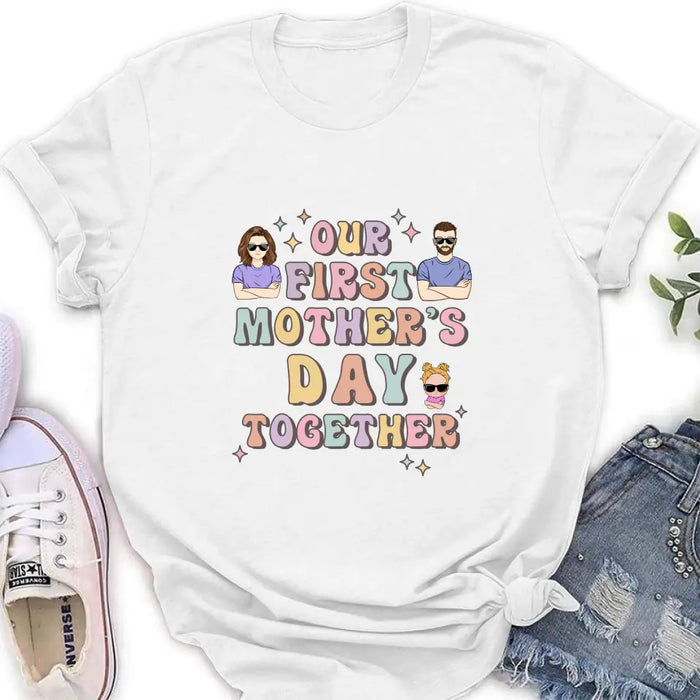 Custom Personalized Family Baby Onesie/Kid T-Shirt/T-Shirt - Upto 3 Children - Gift Idea for Family/Mother's Day - Our First Mother's Day Together