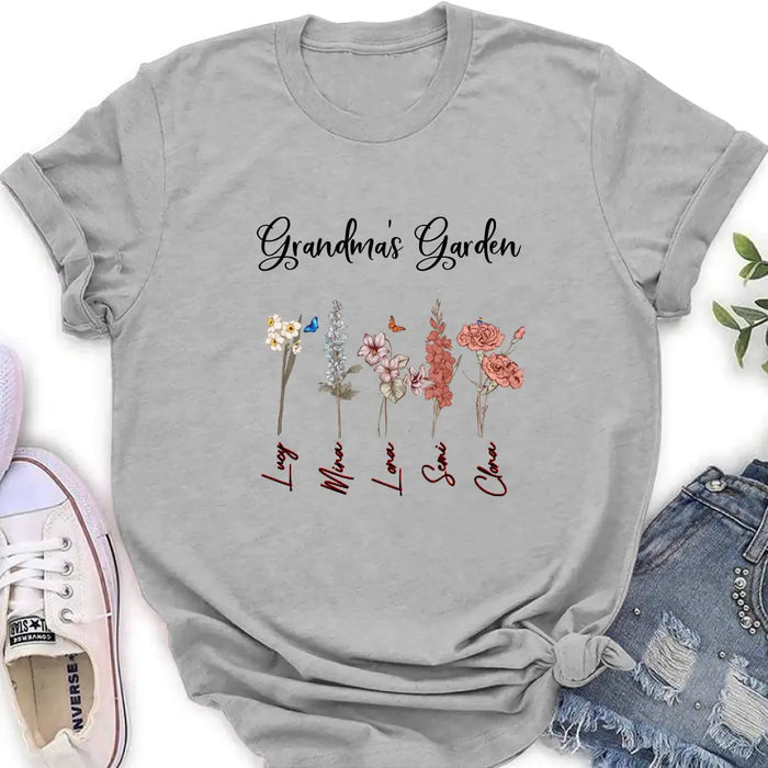 Personalized Grandma's Garden Shirt/Hoodie - Gift Idea For Grandma - Up to 5 Flowers - Grandma's Garden
