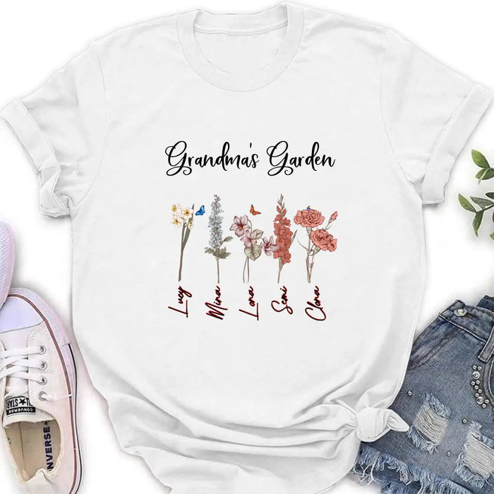 Personalized Grandma's Garden Shirt/Hoodie - Gift Idea For Grandma - Up to 5 Flowers - Grandma's Garden