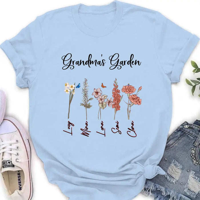 Personalized Grandma's Garden Shirt/Hoodie - Gift Idea For Grandma - Up to 5 Flowers - Grandma's Garden