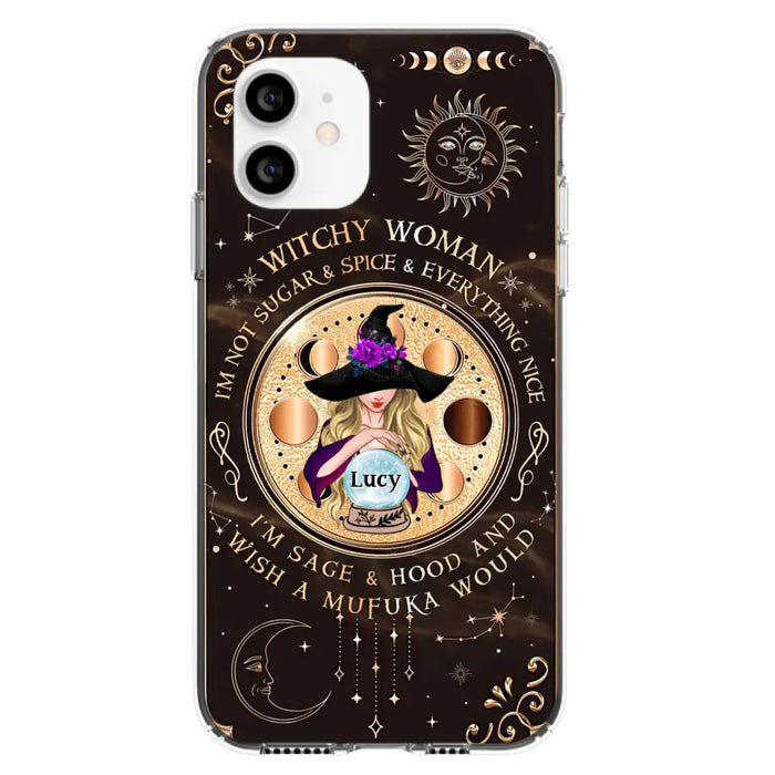 Custom Personalized Witchy Woman Phone Case - Gift Idea For Witch/ Friends/ Birthday/ Halloween Day - I'm Not Sugar & Spice & Everything Nice - Case For iPhone/Samsung