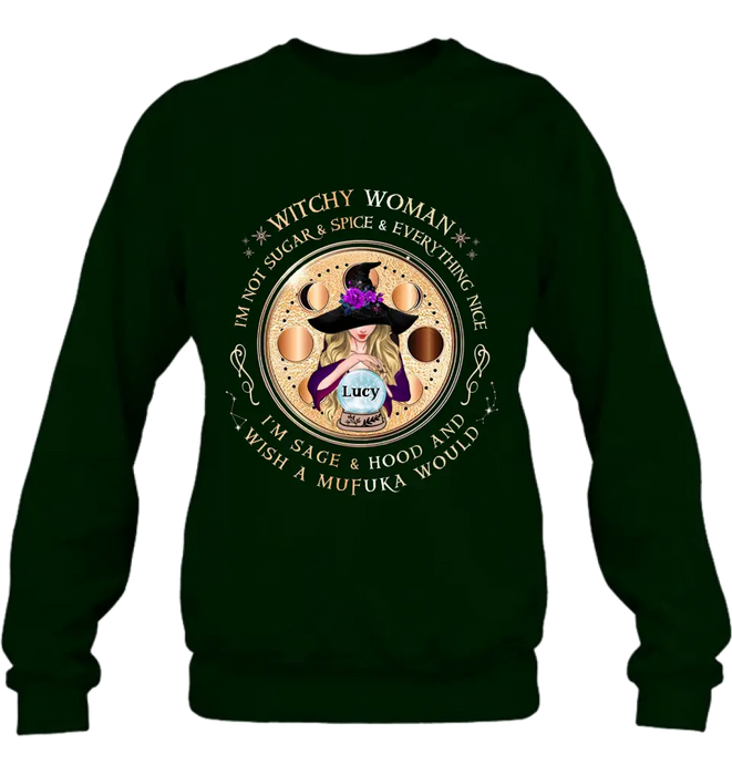 Custom Personalized Witchy Woman Shirt/ Hoodie - Gift Idea For Witch/ Friends/ Birthday/ Halloween Day - I'm Not Sugar & Spice & Everything Nice