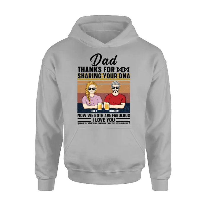 Custom Personalized Father T-Shirt/ Long Sleeve/ Sweatshirt/ Hoodie - Upto 5 People - Gift Idea For Father's Day - Dad Thanks For Sharing Your DNA