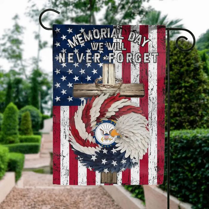 Custom Personalized Memorial Day Flag Sign - Memorial Gift/ Independence Day Gift Idea -  We Will Never Forget