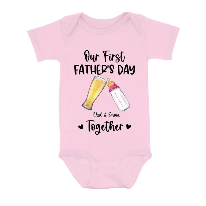 Custom Personalized Baby Onesie/T-Shirt - Father's Day Gift Idea For Baby/Dad - Our First Father's Day Together