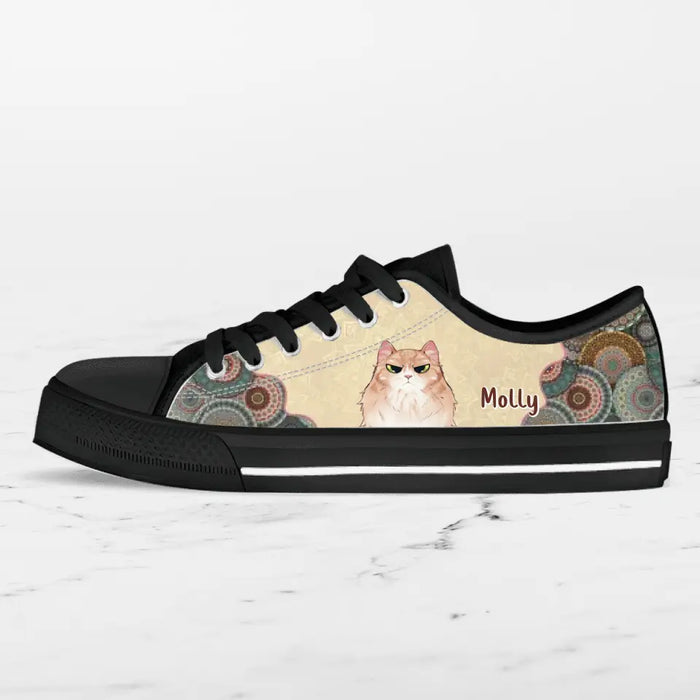 Custom Personalized Cat Mom Canvas Sneakers - Upto 5 Cats - Mother's Day Gift Idea for Cat Lovers - Rockin' The Cat Mom Life