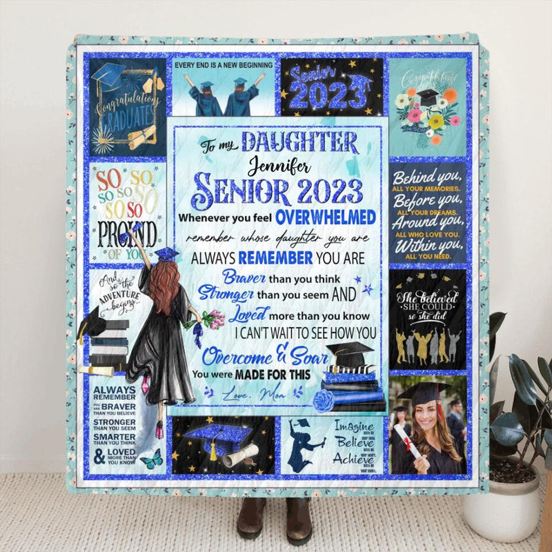 Personalized To My Daughter Fleece Blanket/Quilt - Gift From Mom To Daughter - To My Daughter Senior 2023 Blanket