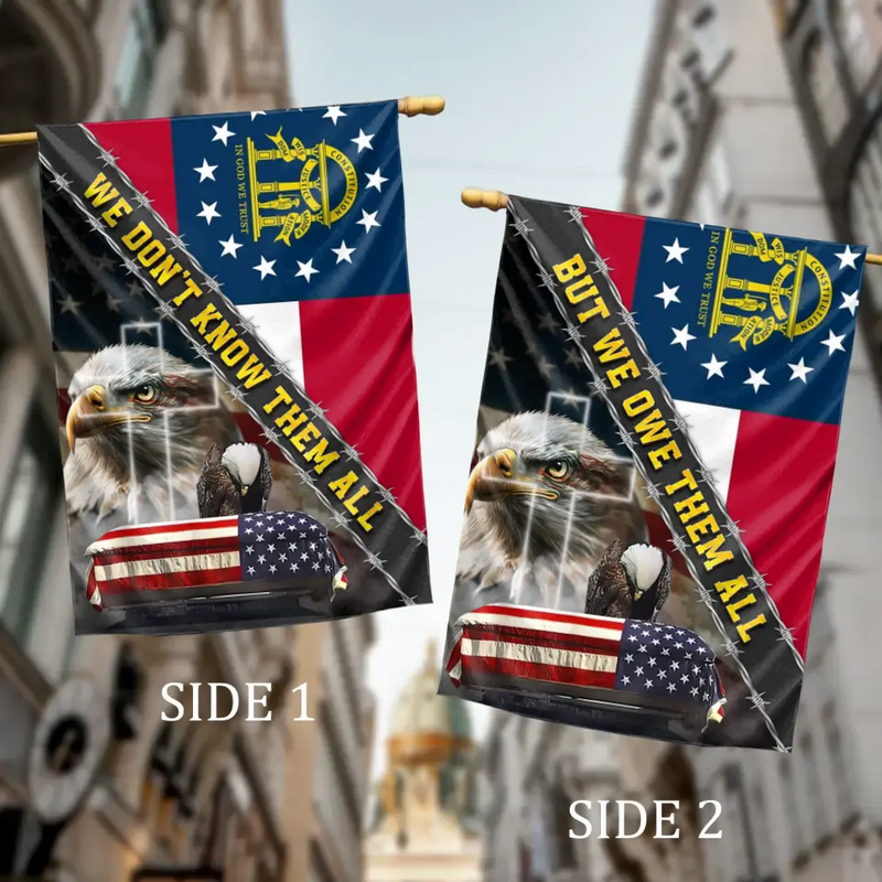 Personalized Memorial Day 2 Sides Flag Sign  - Memorial Day/Independence Day Gift Idea - We Don't Know Them All But We Owe Them All