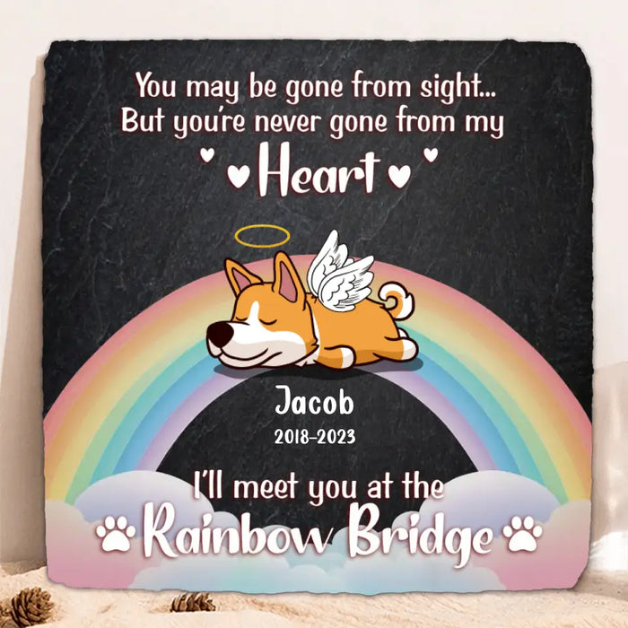 Custom Personalized Memorial Dog Lithograph - Memorial Gift Idea for Dog Lover/Mother's Day/ Father's Day - I'll Meet You At The Rainbow Bridge