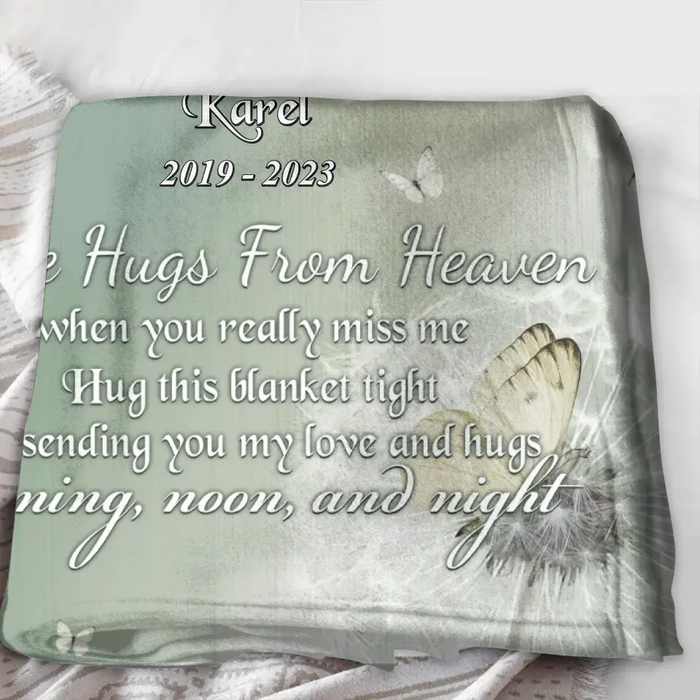 Custom Personalized Baby In Heaven Quilt/Singer Layer Fleece Blanket - Memorial Gift Idea for Mother's Day/Father's Day - Little Hugs From Heaven