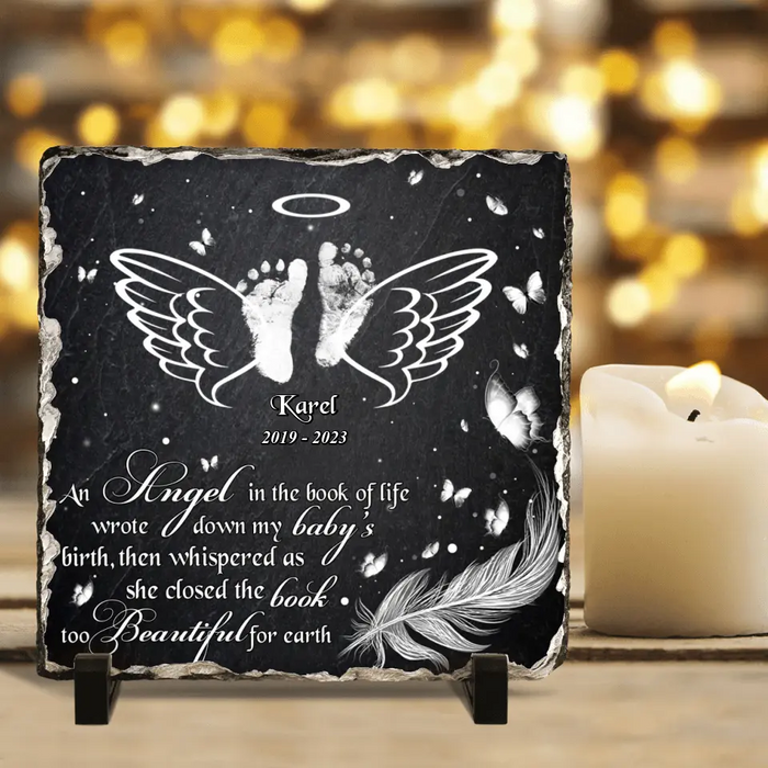 Custom Personalized Baby In Heaven Square Lithograph - Memorial Gift Idea for Mother's Day/Father's Day - An Angel In The Book Of Life Wrote Down My Baby's Birth