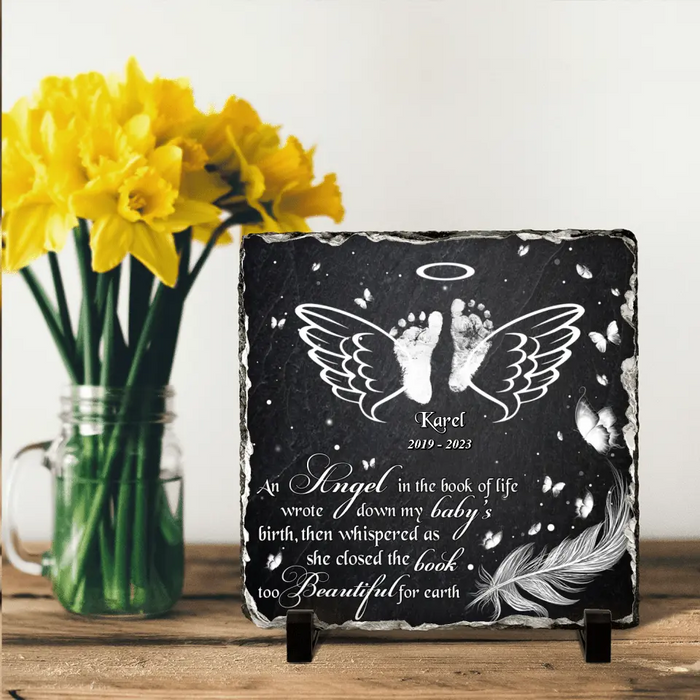Custom Personalized Baby In Heaven Square Lithograph - Memorial Gift Idea for Mother's Day/Father's Day - An Angel In The Book Of Life Wrote Down My Baby's Birth