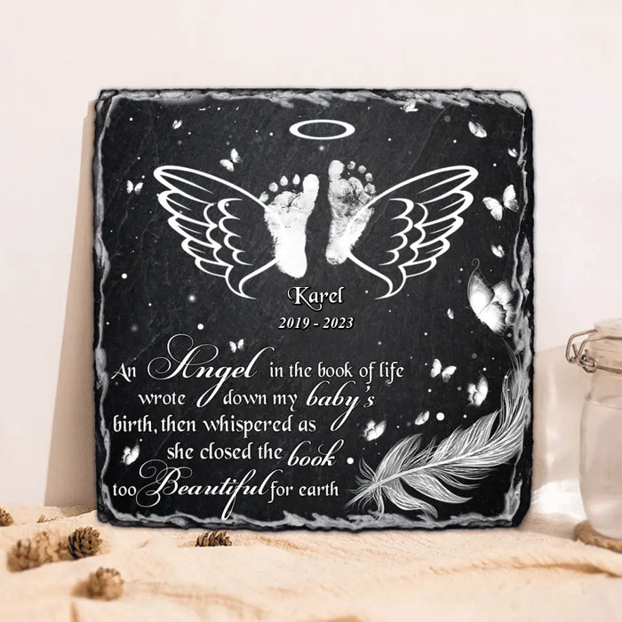 Custom Personalized Baby In Heaven Square Lithograph - Memorial Gift Idea for Mother's Day/Father's Day - An Angel In The Book Of Life Wrote Down My Baby's Birth