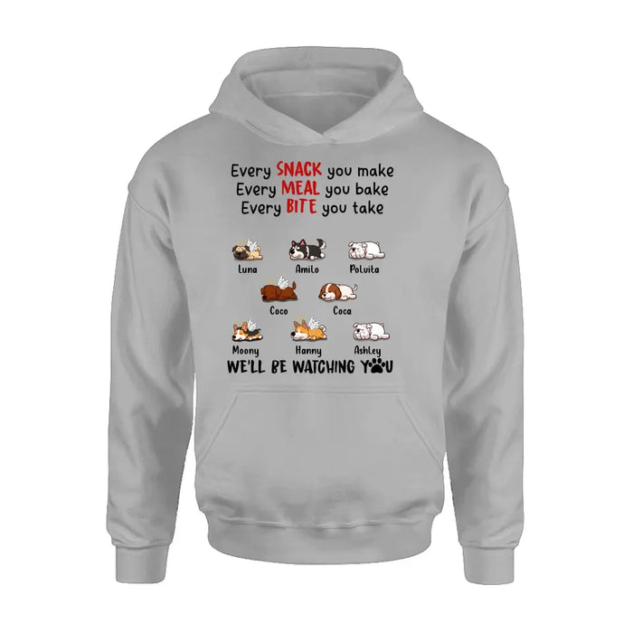 Custom Personalized Dogs T-shirt/ Long Sleeve/ Sweatshirt/ Hoodie - Gift Idea For Dog Lovers - Upto 8 Dogs - We'll Be Watching You