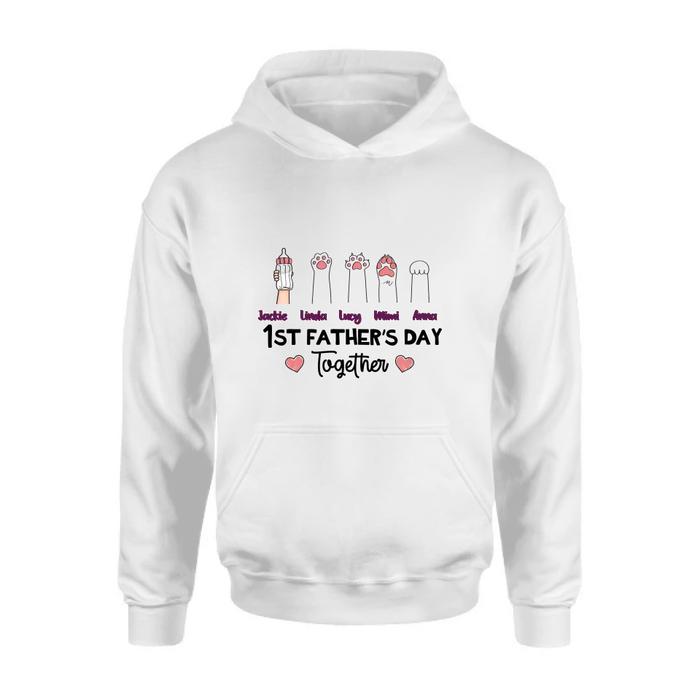 Custom Personalized First Father's Day Shirt/Hoodie/Long sleeve/Sweatshirt - Gift Idea For Father's Day - Upto 5 Hands - 1st Father's Day Together