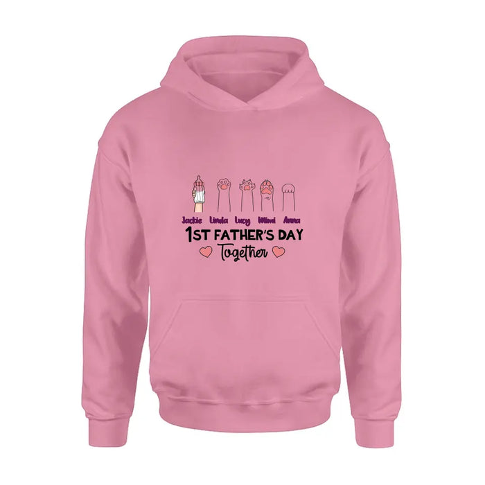 Custom Personalized First Father's Day Shirt/Hoodie/Long sleeve/Sweatshirt - Gift Idea For Father's Day - Upto 5 Hands - 1st Father's Day Together