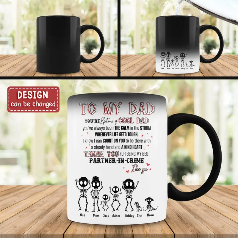Personalized Family Color Changing Beverage Mug - Parents with Up to 3 Children & 2 Pets - Gift Idea For Family/Father's Day - To My Dad