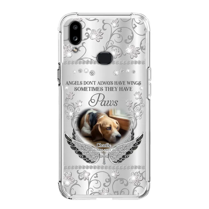 Personalized Memorial Pet iPhone/ Samsung Case - Upload Dog/ Cat Photo - Memorial Gift Idea For Pet Owners - Angels Don't Always Have Wings Sometimes They Have Paws