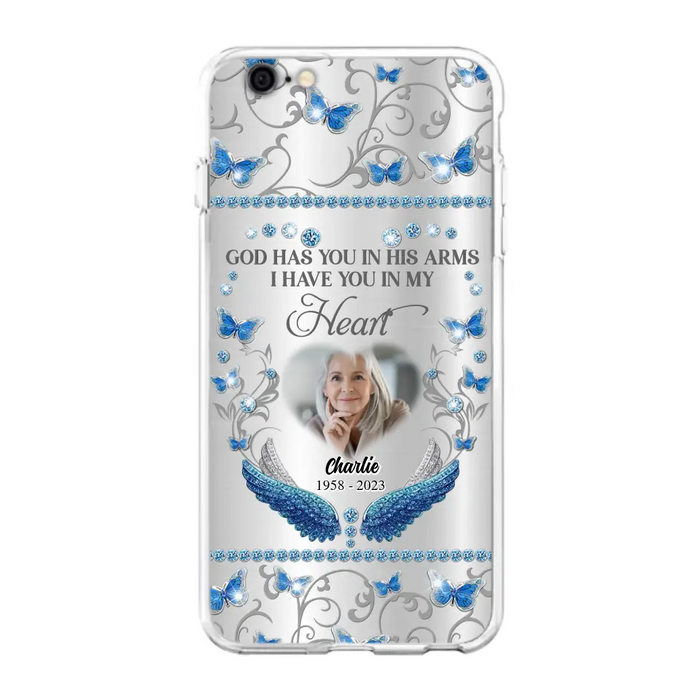 Custom Personalized Memorial Photo Phone Case - Memorial Gift Idea for Mother's Day/Father's Day - God Has You In His Arms I Have You In My Heart - Cases For iPhone/Samsung