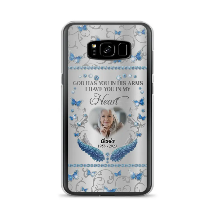 Custom Personalized Memorial Photo Phone Case - Memorial Gift Idea for Mother's Day/Father's Day - God Has You In His Arms I Have You In My Heart - Cases For iPhone/Samsung