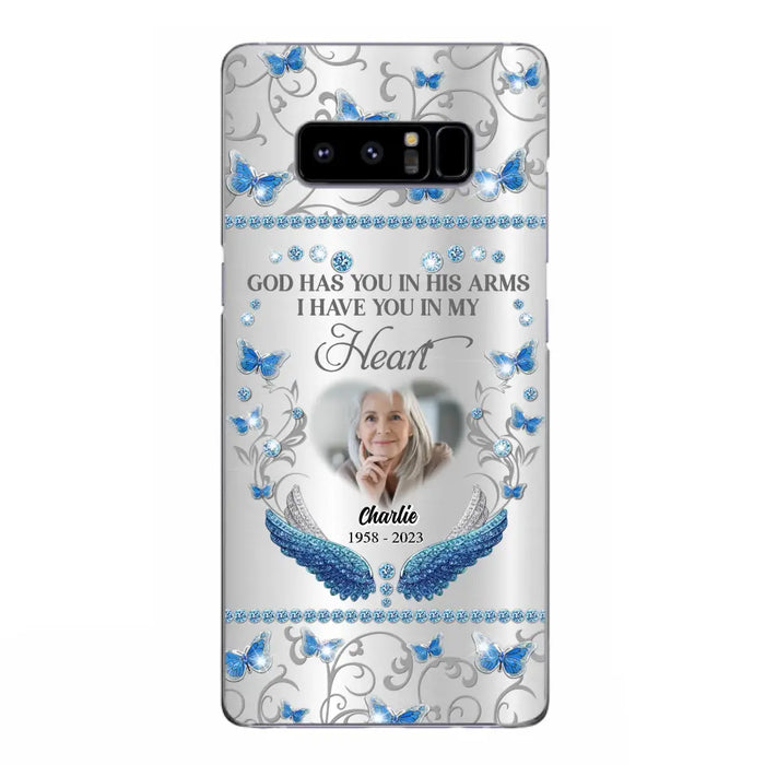 Custom Personalized Memorial Photo Phone Case - Memorial Gift Idea for Mother's Day/Father's Day - God Has You In His Arms I Have You In My Heart - Cases For iPhone/Samsung