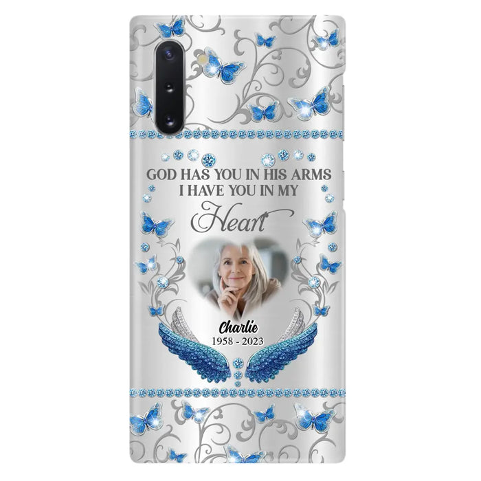 Custom Personalized Memorial Photo Phone Case - Memorial Gift Idea for Mother's Day/Father's Day - God Has You In His Arms I Have You In My Heart - Cases For iPhone/Samsung