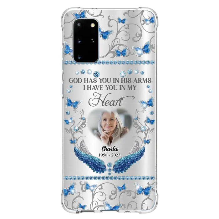 Custom Personalized Memorial Photo Phone Case - Memorial Gift Idea for Mother's Day/Father's Day - God Has You In His Arms I Have You In My Heart - Cases For iPhone/Samsung