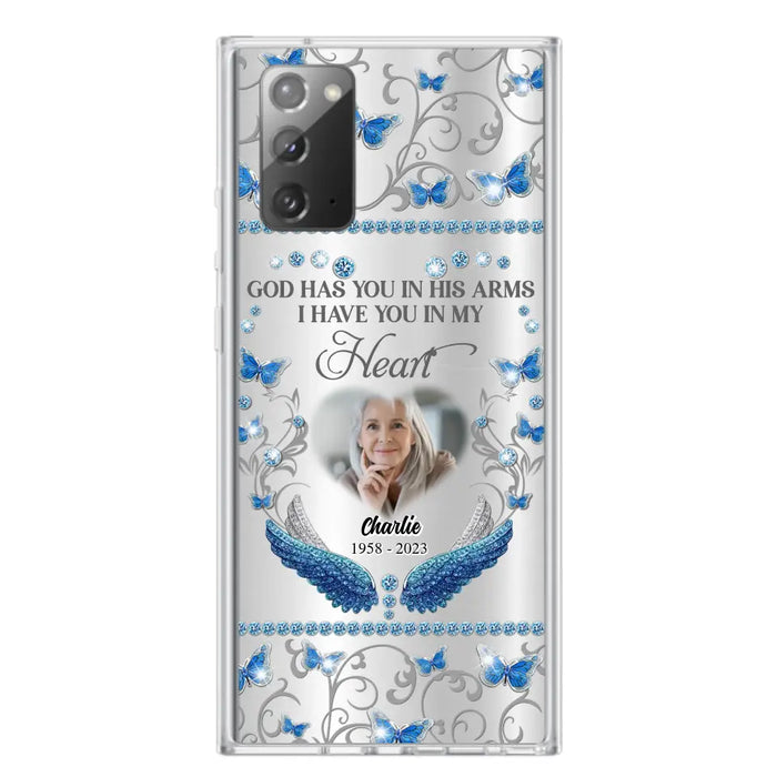 Custom Personalized Memorial Photo Phone Case - Memorial Gift Idea for Mother's Day/Father's Day - God Has You In His Arms I Have You In My Heart - Cases For iPhone/Samsung