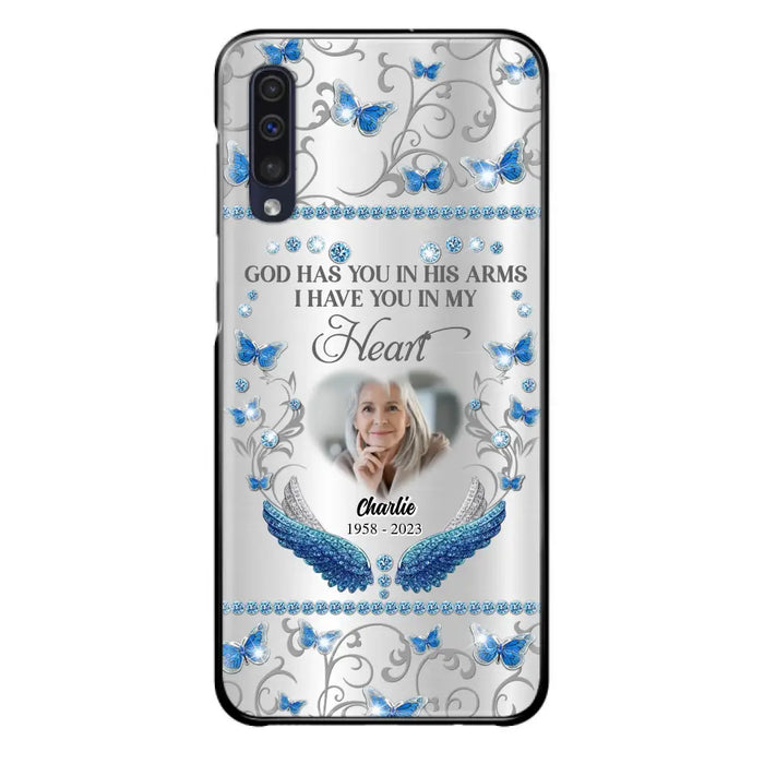 Custom Personalized Memorial Photo Phone Case - Memorial Gift Idea for Mother's Day/Father's Day - God Has You In His Arms I Have You In My Heart - Cases For iPhone/Samsung