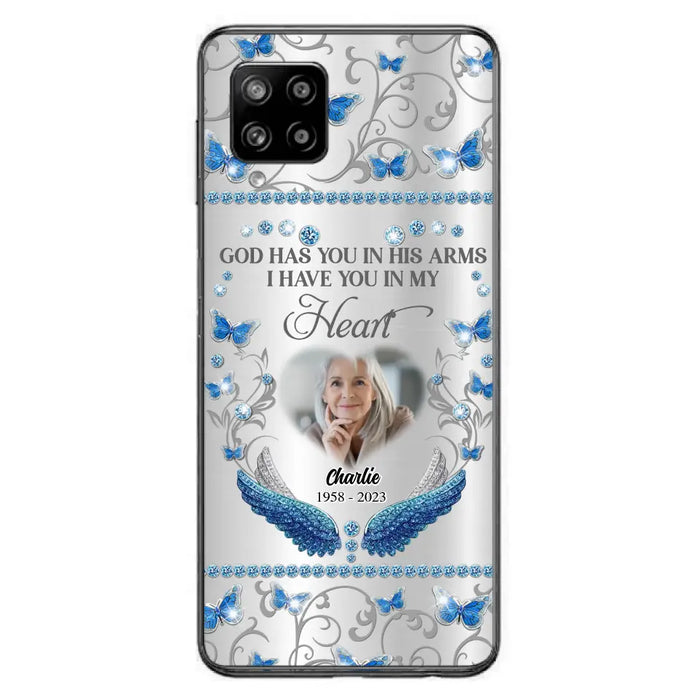 Custom Personalized Memorial Photo Phone Case - Memorial Gift Idea for Mother's Day/Father's Day - God Has You In His Arms I Have You In My Heart - Cases For iPhone/Samsung