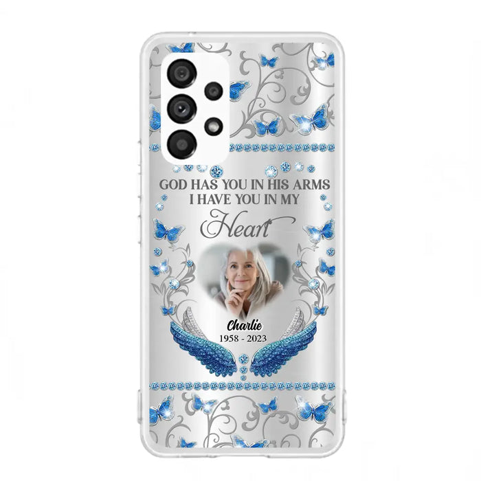 Custom Personalized Memorial Photo Phone Case - Memorial Gift Idea for Mother's Day/Father's Day - God Has You In His Arms I Have You In My Heart - Cases For iPhone/Samsung