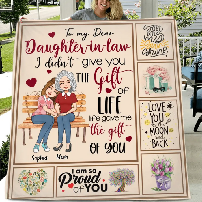 Custom Personalized Mom & Daughter Quilt/Single Layer Fleece Blanket - Best Gift Idea For Daughter-In-Law/Mother's Day - Life Gave Me The Gift Of You