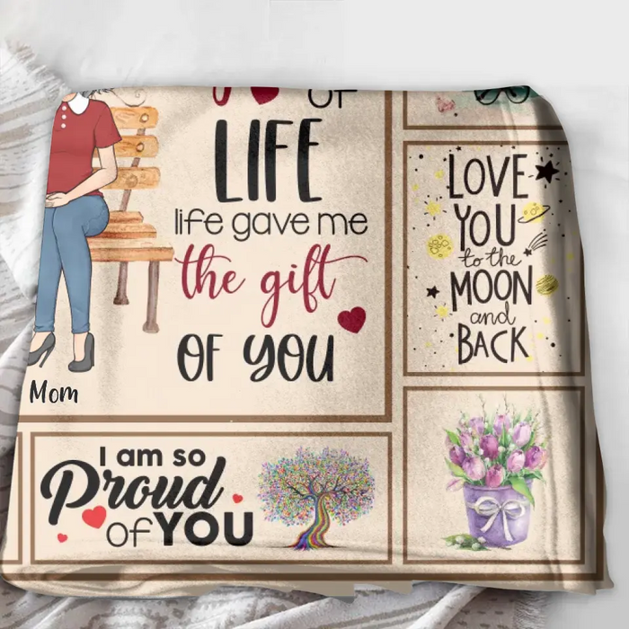 Custom Personalized Mom & Daughter Quilt/Single Layer Fleece Blanket - Best Gift Idea For Daughter-In-Law/Mother's Day - Life Gave Me The Gift Of You