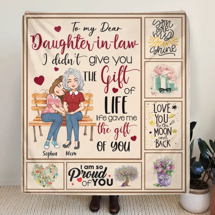 Custom Personalized Mom & Daughter Quilt/Single Layer Fleece Blanket - Best Gift Idea For Daughter-In-Law/Mother's Day - Life Gave Me The Gift Of You