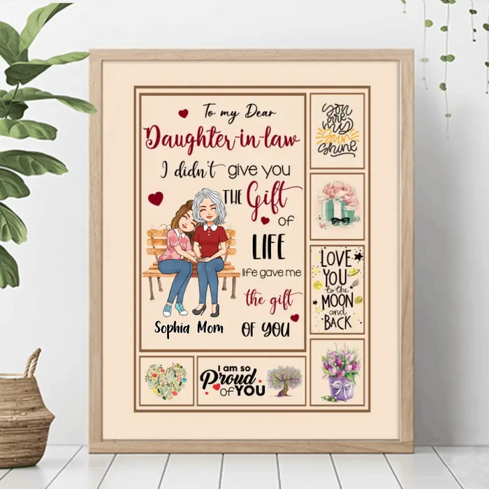 Custom Personalized Mom & Daughter Unframed Vertical Poster - Best Gift Idea For Daughter-In-Law/Mother's Day - Life Gave Me The Gift Of You