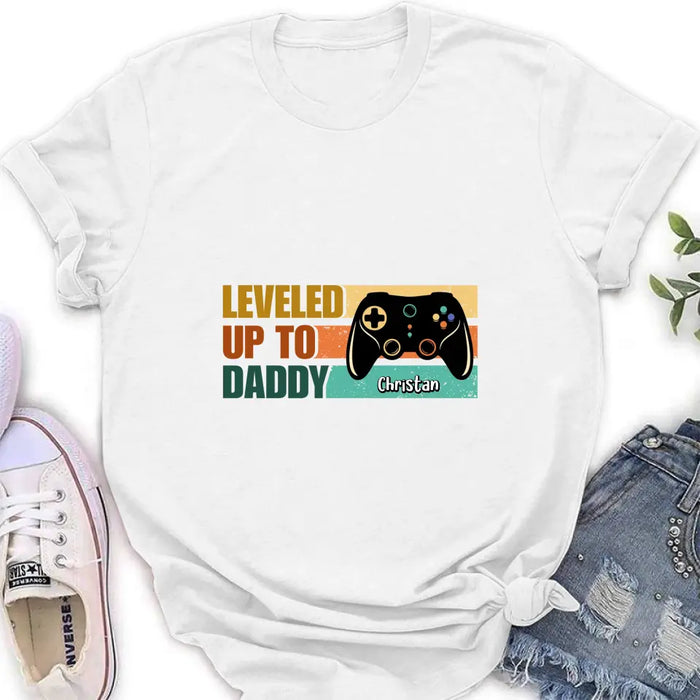 Custom Personalized Gamer Dad Shirt/Baby Onesie - Gift Idea For Father's Day/Game Lovers - Leveled Up To Daddy