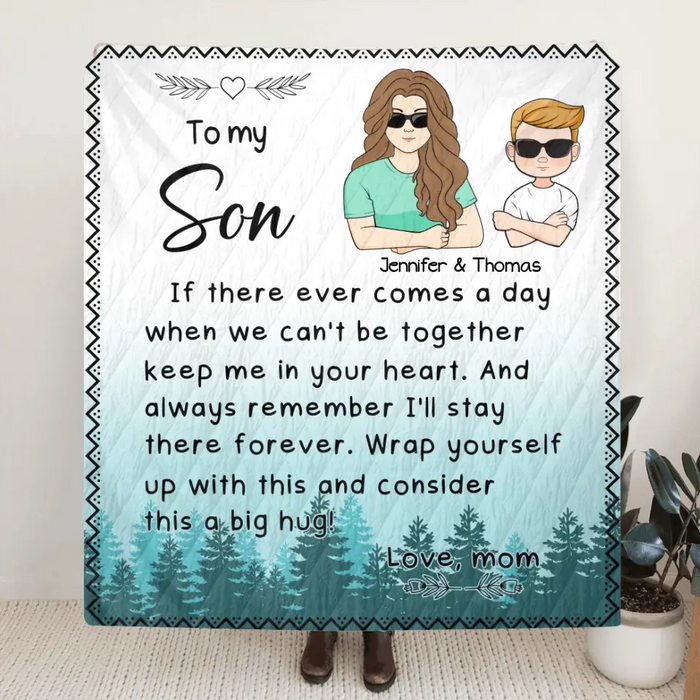 Personalized To My Son/ Daughter Quilt/ Single Layer Fleece Blanket - Gift Idea From Mom To Kid - Always Remember I'll Stay There Forever