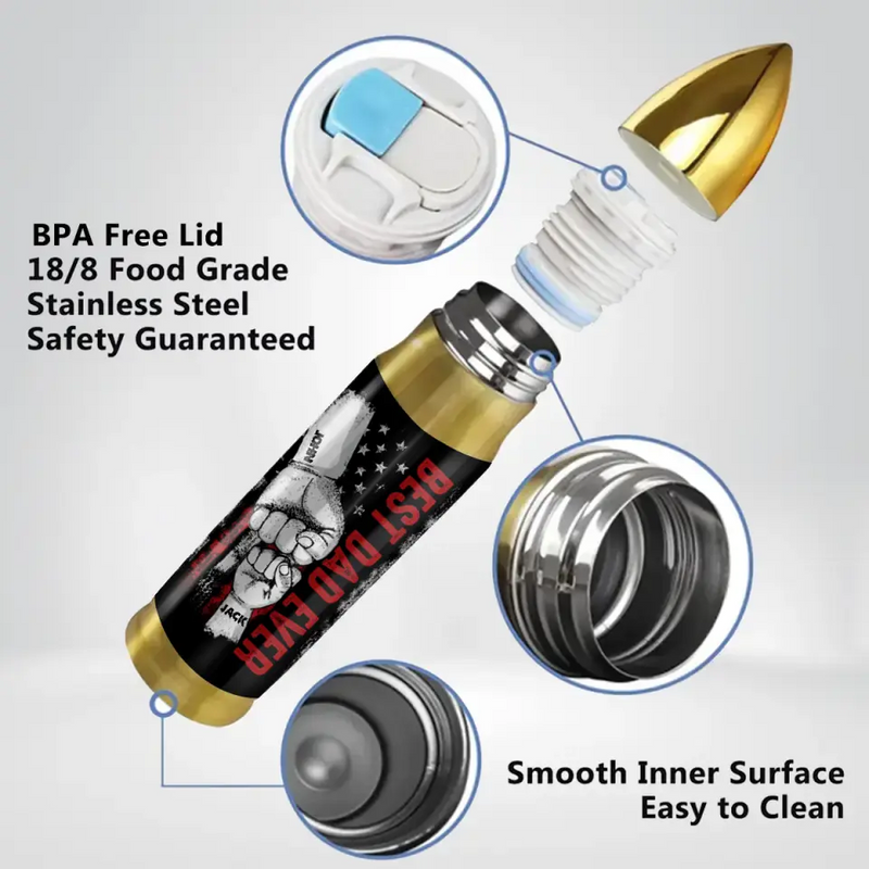 Personalized Dad Bullet Tumbler - Up to 5 Children - Gift Idea For Father's Day - Best Dad Ever