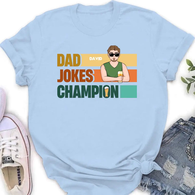Personalized First Father's Day Dad T-Shirt/Baby Onesie - Gift Idea For Father's Day/Father/Son/Daughter - Dad Jokes Champion