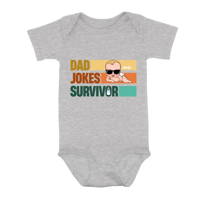 Custom Personalized First Father's Day Dad T-Shirt/ Baby Onesie - Gift Idea For Father's Day/ Father/ Son/ Daughter - Dad Jokes Champion