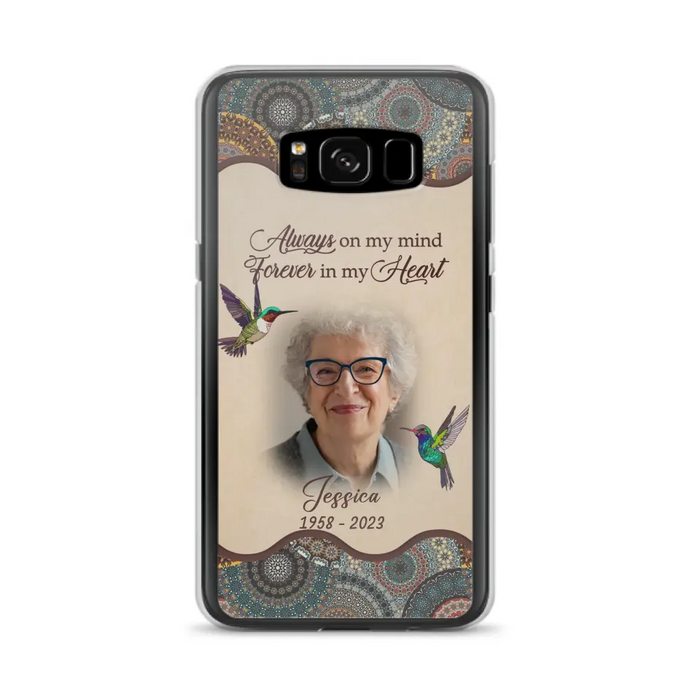 Custom Personalized Memorial Photo Phone Case - Memorial Gift Idea For Mother's Day/Father's Day - Always On My Mind, Forever In My Heart - Case For iPhone/Samsung