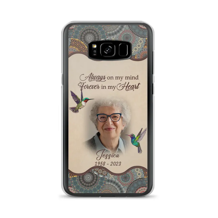 Custom Personalized Memorial Photo Phone Case - Memorial Gift Idea For Mother's Day/Father's Day - Always On My Mind, Forever In My Heart - Case For iPhone/Samsung