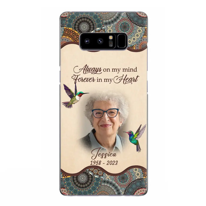 Custom Personalized Memorial Photo Phone Case - Memorial Gift Idea For Mother's Day/Father's Day - Always On My Mind, Forever In My Heart - Case For iPhone/Samsung