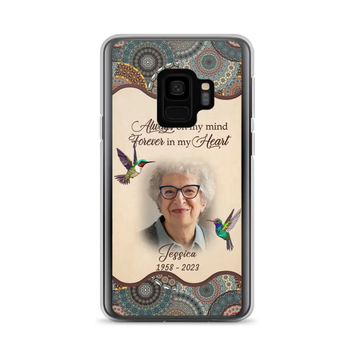 Custom Personalized Memorial Photo Phone Case - Memorial Gift Idea For Mother's Day/Father's Day - Always On My Mind, Forever In My Heart - Case For iPhone/Samsung