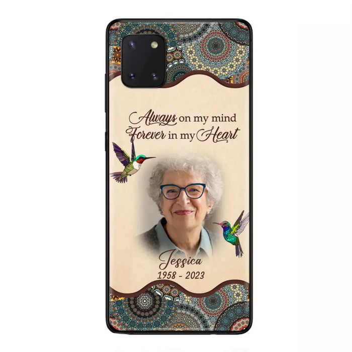 Custom Personalized Memorial Photo Phone Case - Memorial Gift Idea For Mother's Day/Father's Day - Always On My Mind, Forever In My Heart - Case For iPhone/Samsung