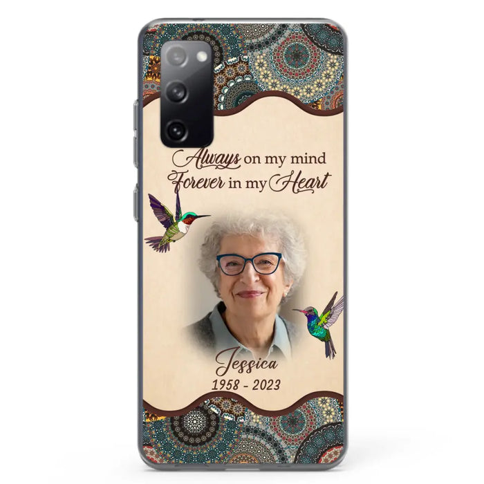 Custom Personalized Memorial Photo Phone Case - Memorial Gift Idea For Mother's Day/Father's Day - Always On My Mind, Forever In My Heart - Case For iPhone/Samsung