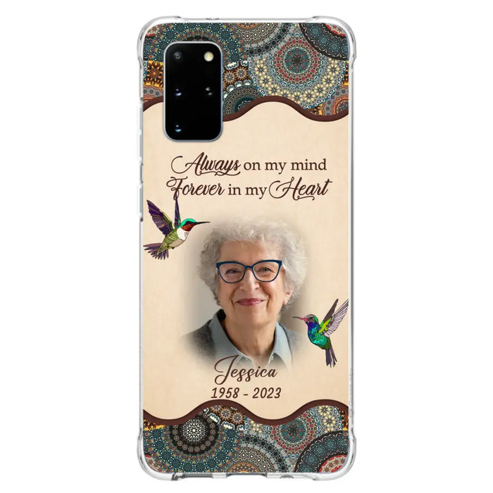 Custom Personalized Memorial Photo Phone Case - Memorial Gift Idea For Mother's Day/Father's Day - Always On My Mind, Forever In My Heart - Case For iPhone/Samsung