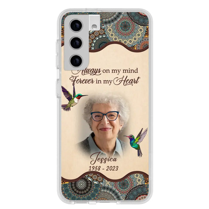 Custom Personalized Memorial Photo Phone Case - Memorial Gift Idea For Mother's Day/Father's Day - Always On My Mind, Forever In My Heart - Case For iPhone/Samsung